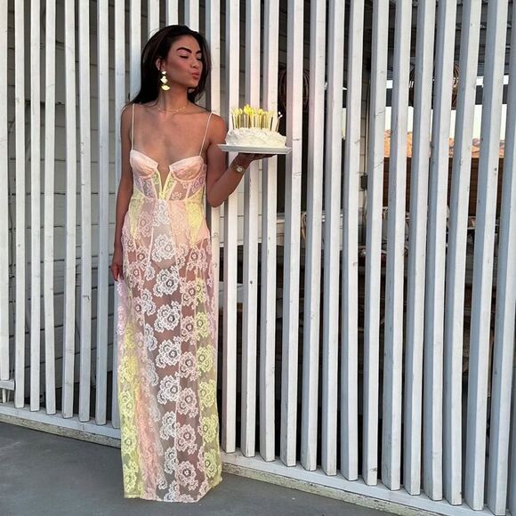 For Love & Lemons Blossom Maxi Dress Multi - Picture 1 of 10